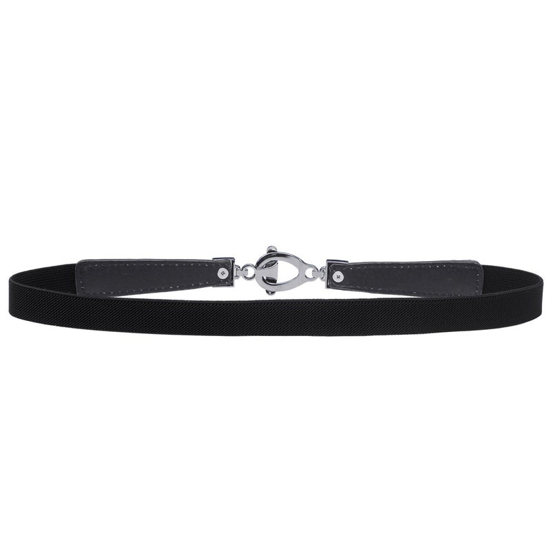Syuer Womens 0.8" Width Skinny Elastic Waist Belt Stretch Cinch Belt Thin Belt (S-M (26"-32"), Black) - Image 2